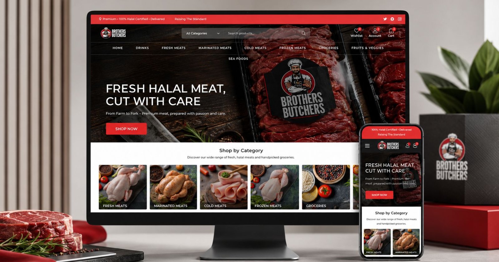 Brothers Butchers e-commerce website mockup