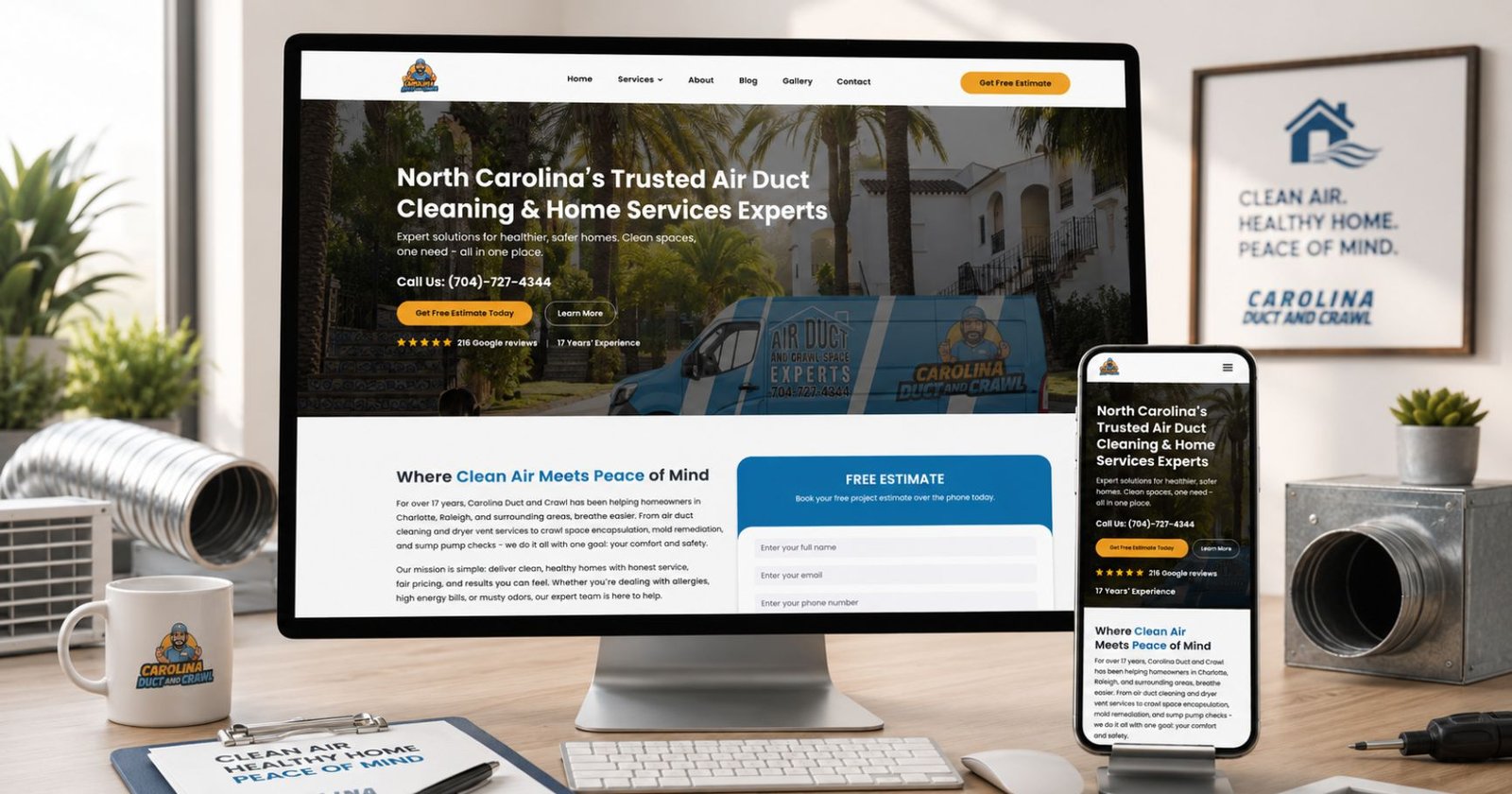 Carolina Duct and Crawl website mockup