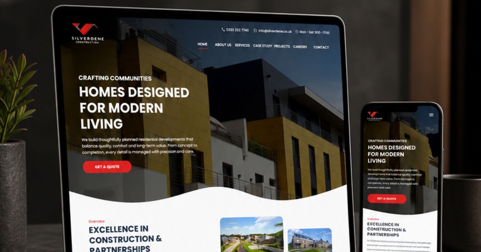 Silverdene Construction website mockup