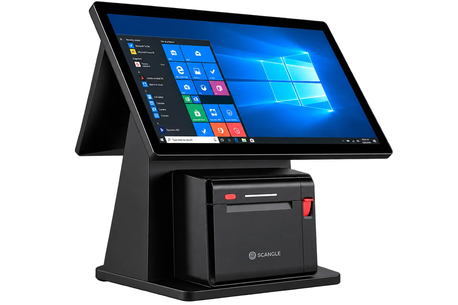 Touchscreen POS terminal with integrated receipt printer